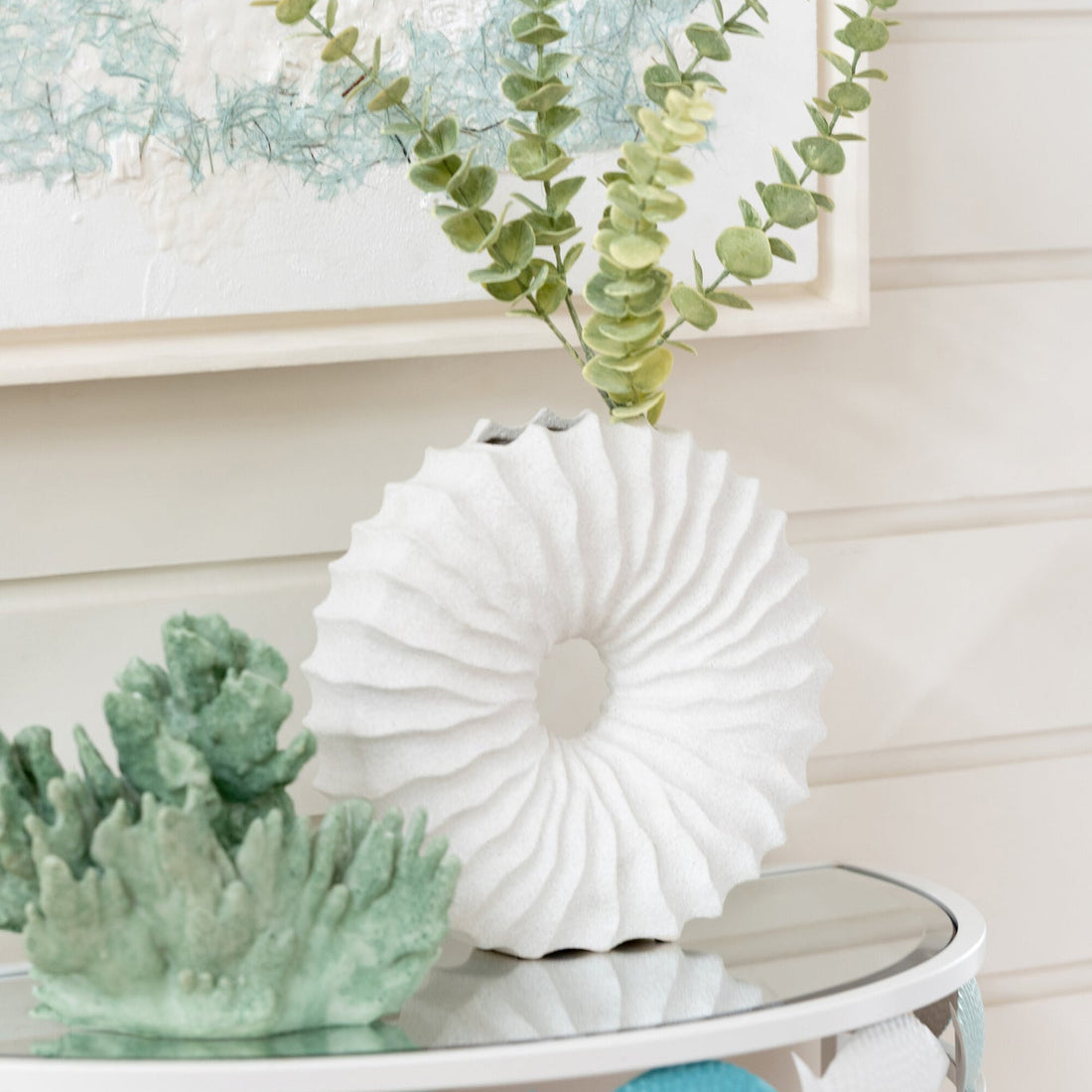 Vaso in Ceramica Effetto Sabbia Bianco Piccolo J-Line