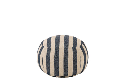 Poltrona con pouf in tessuto a righe blu/bianco sporco J-Line