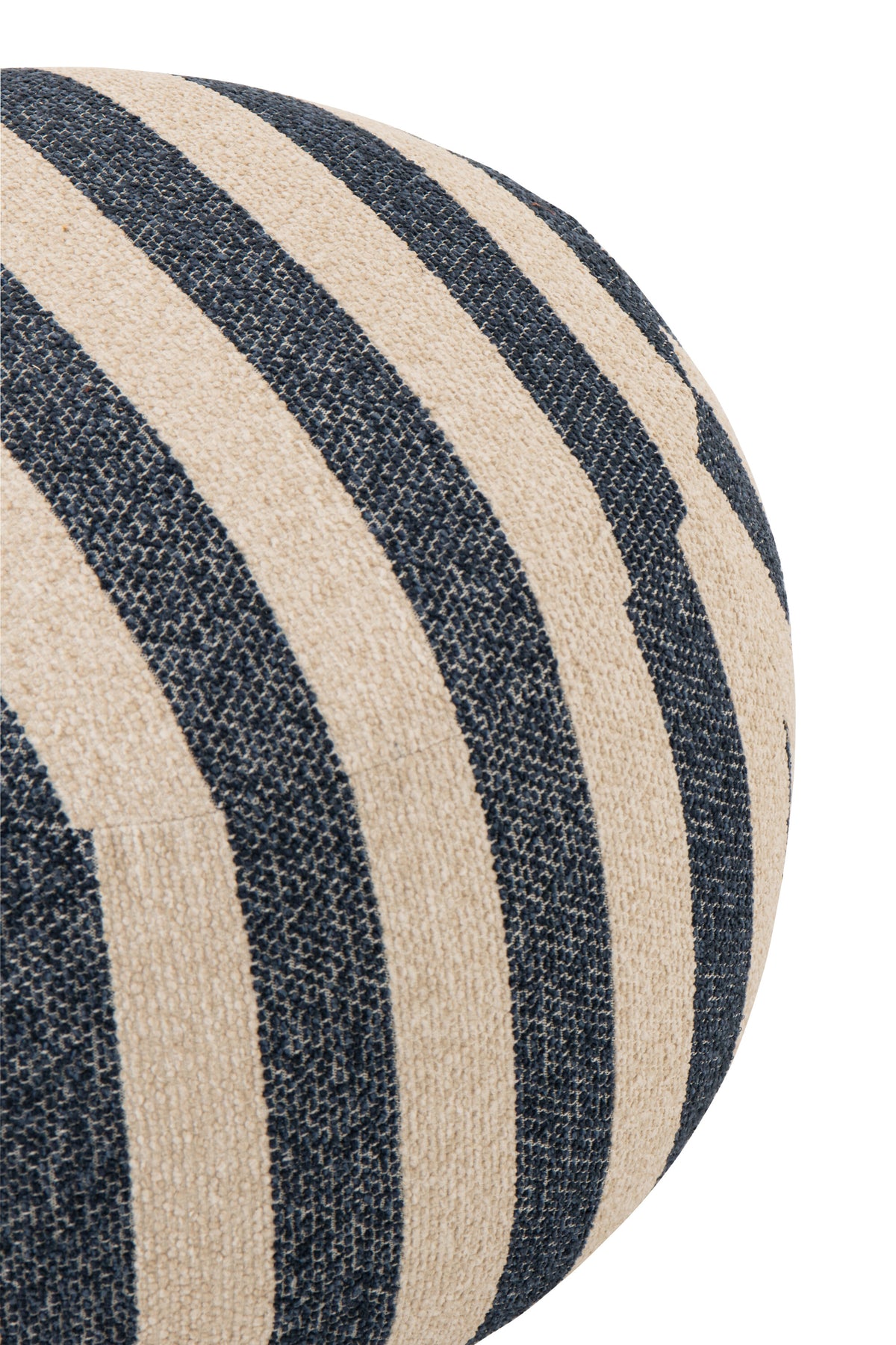 Poltrona con pouf in tessuto a righe blu/bianco sporco J-Line