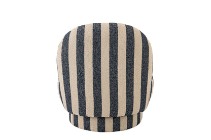 Poltrona con pouf in tessuto a righe blu/bianco sporco J-Line