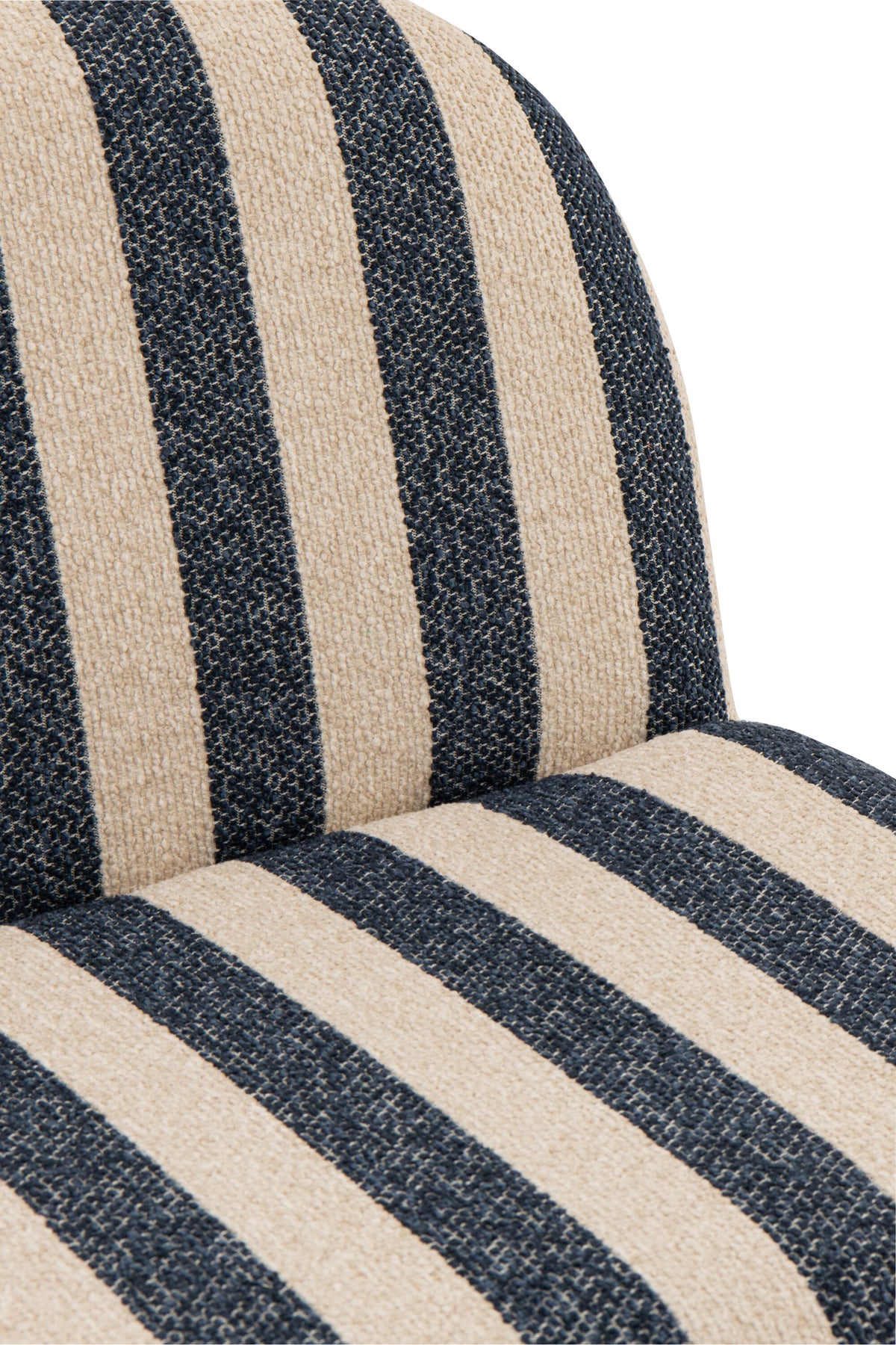 Poltrona con pouf in tessuto a righe blu/bianco sporco J-Line