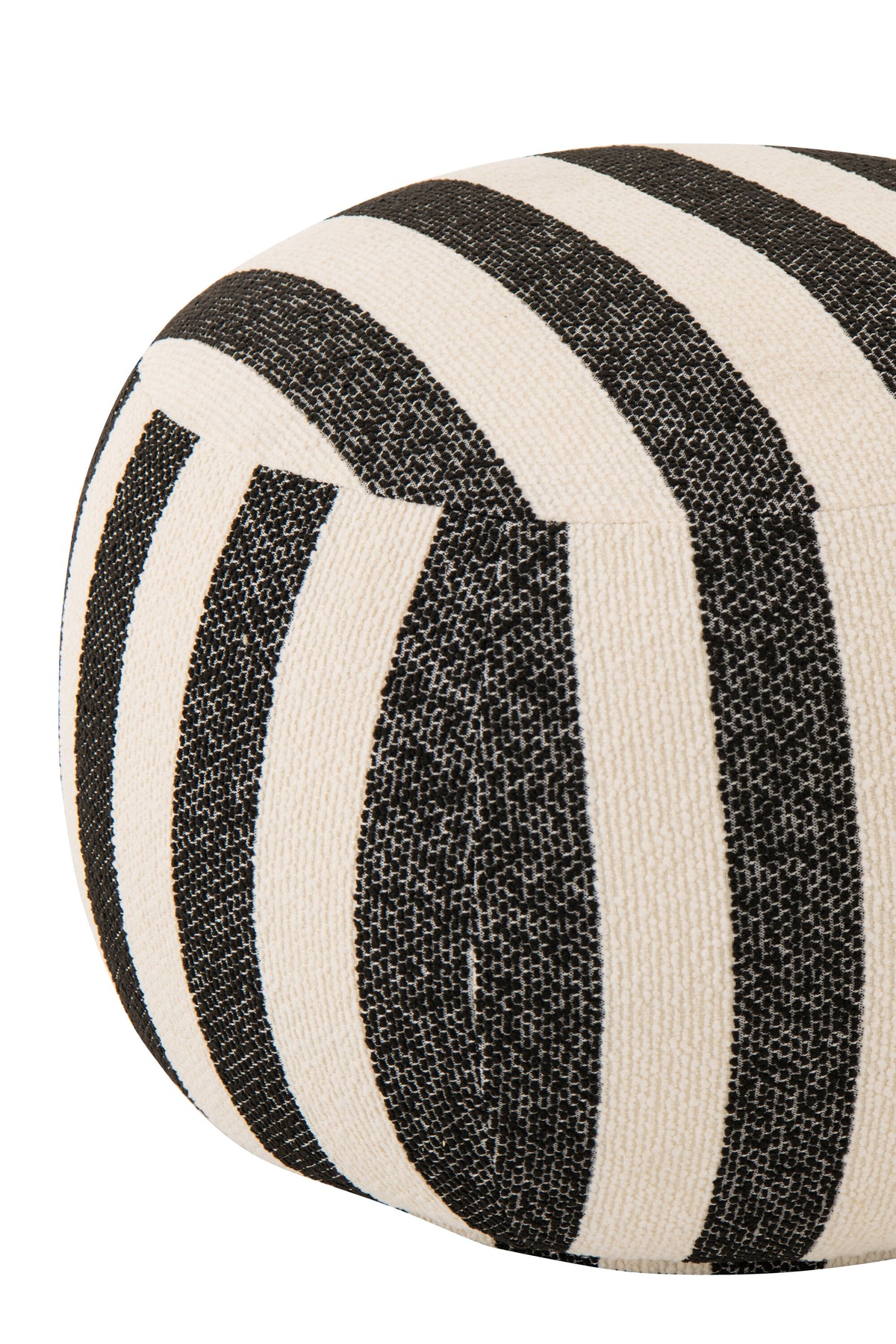 Poltrona con pouf in tessuto a righe nero/bianco sporco J-Line