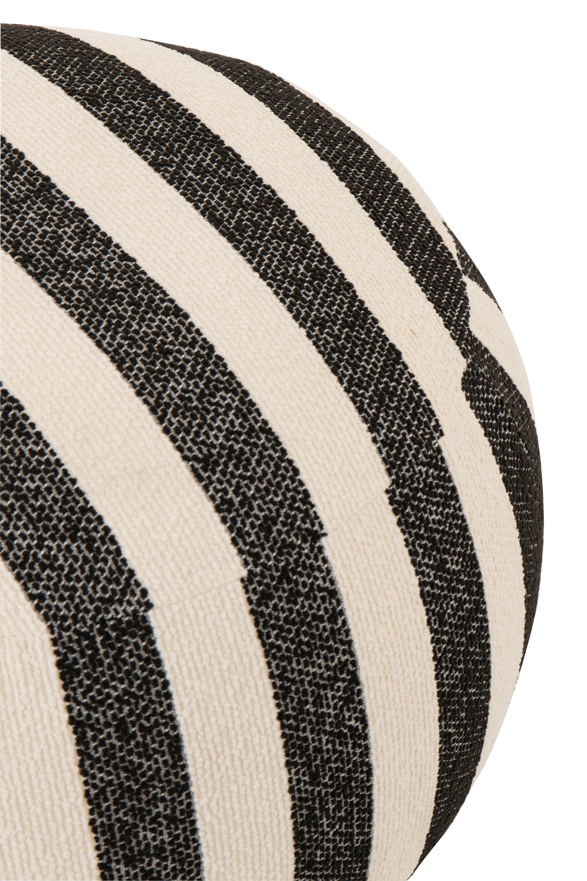 Poltrona con pouf in tessuto a righe nero/bianco sporco J-Line