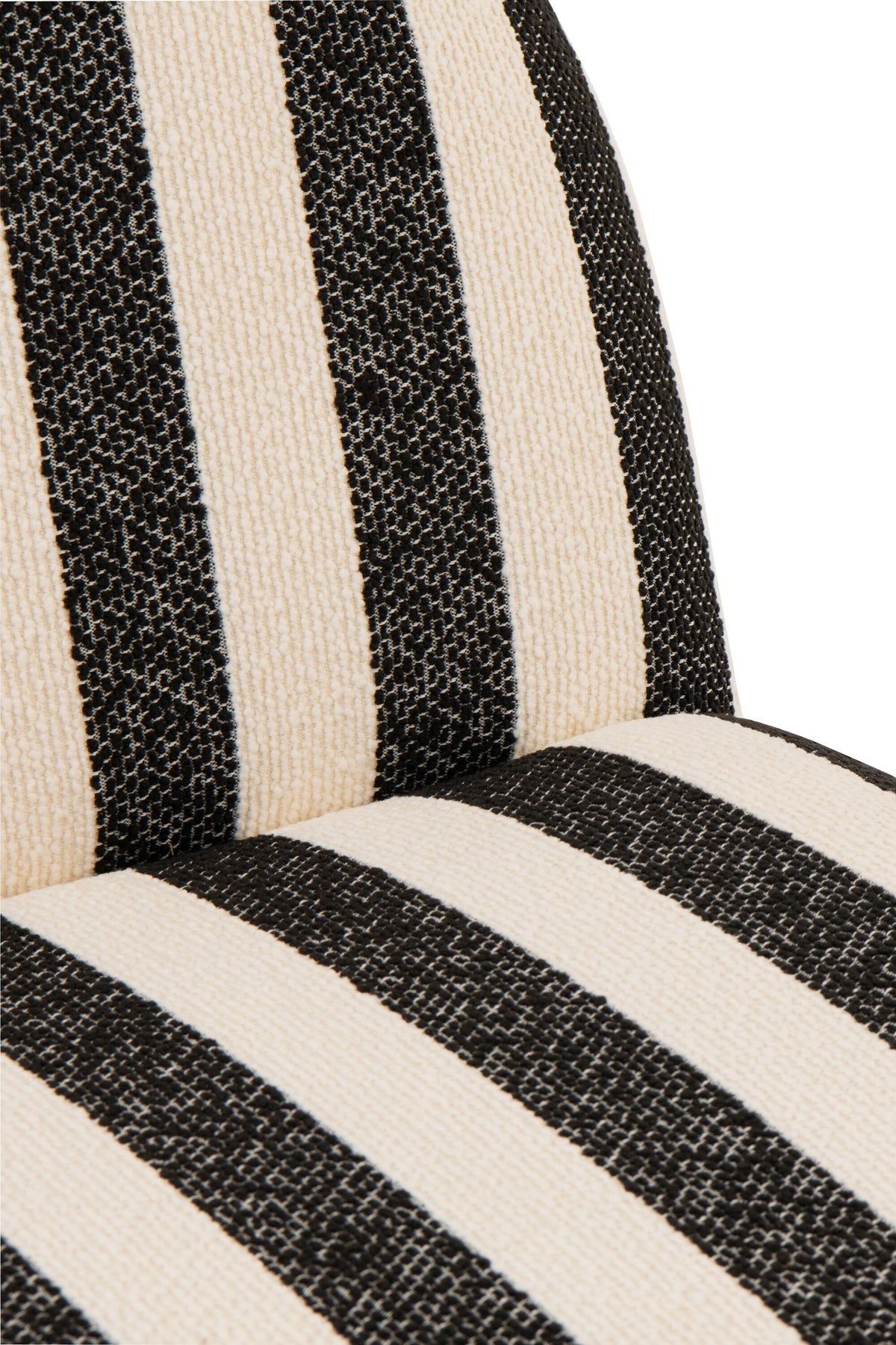 Poltrona con pouf in tessuto a righe nero/bianco sporco J-Line