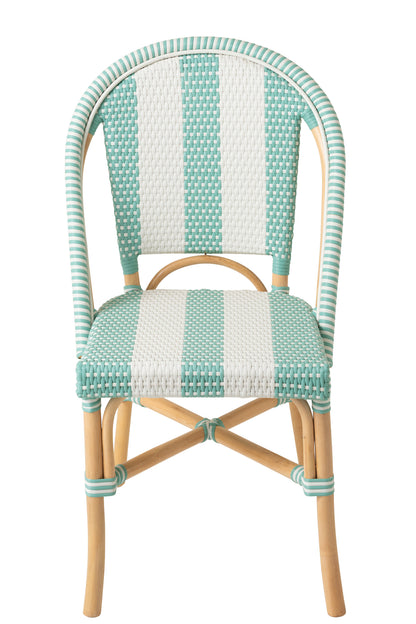 Sedia in Rattan a Righe Azzurro Chiaro/Bianco J-Line