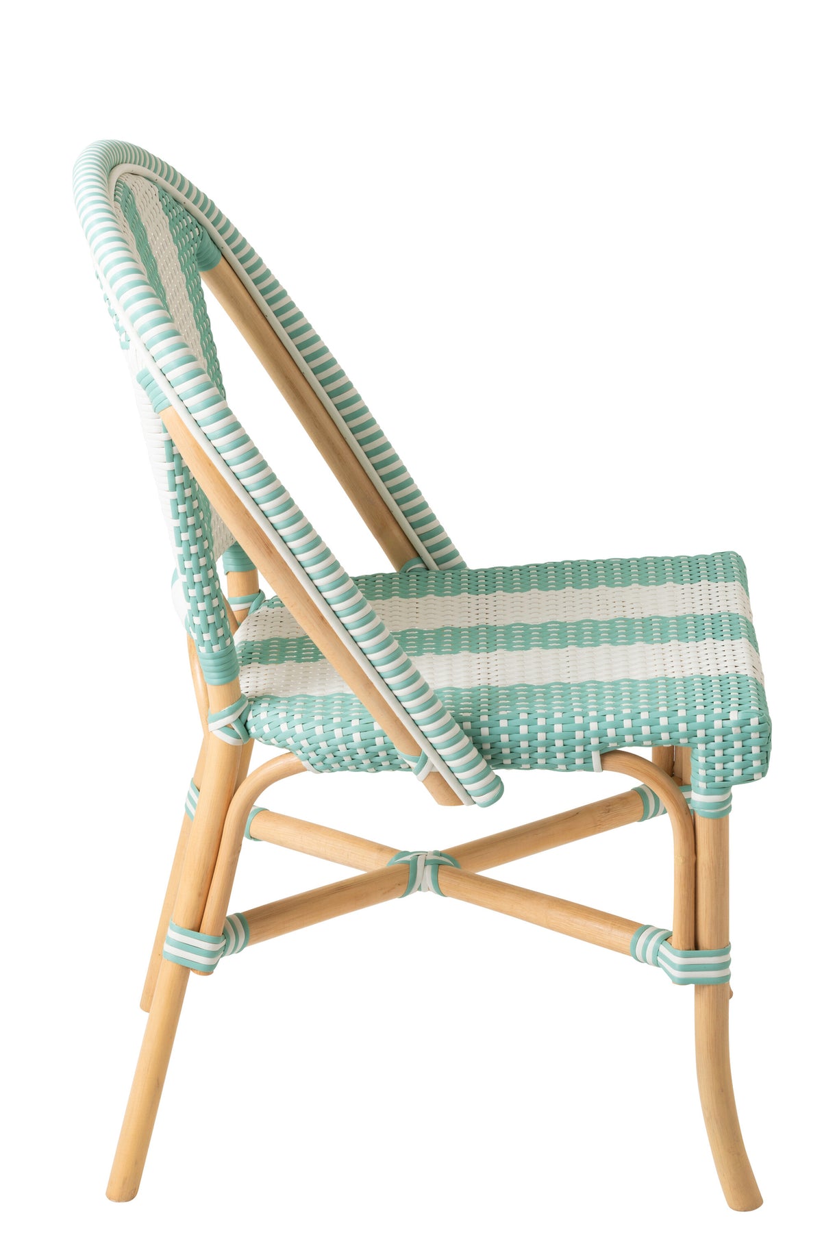 Sedia in Rattan a Righe Azzurro Chiaro/Bianco J-Line