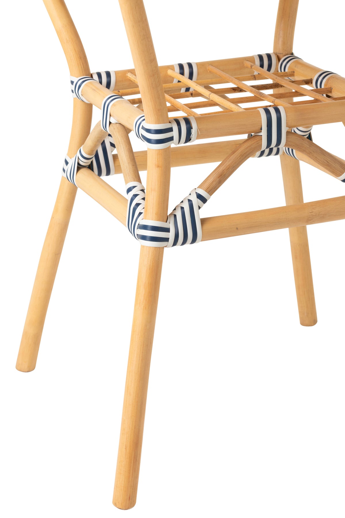 Tavolo da pranzo outdoor Geo rotondo in rattan blu/bianco J-Line