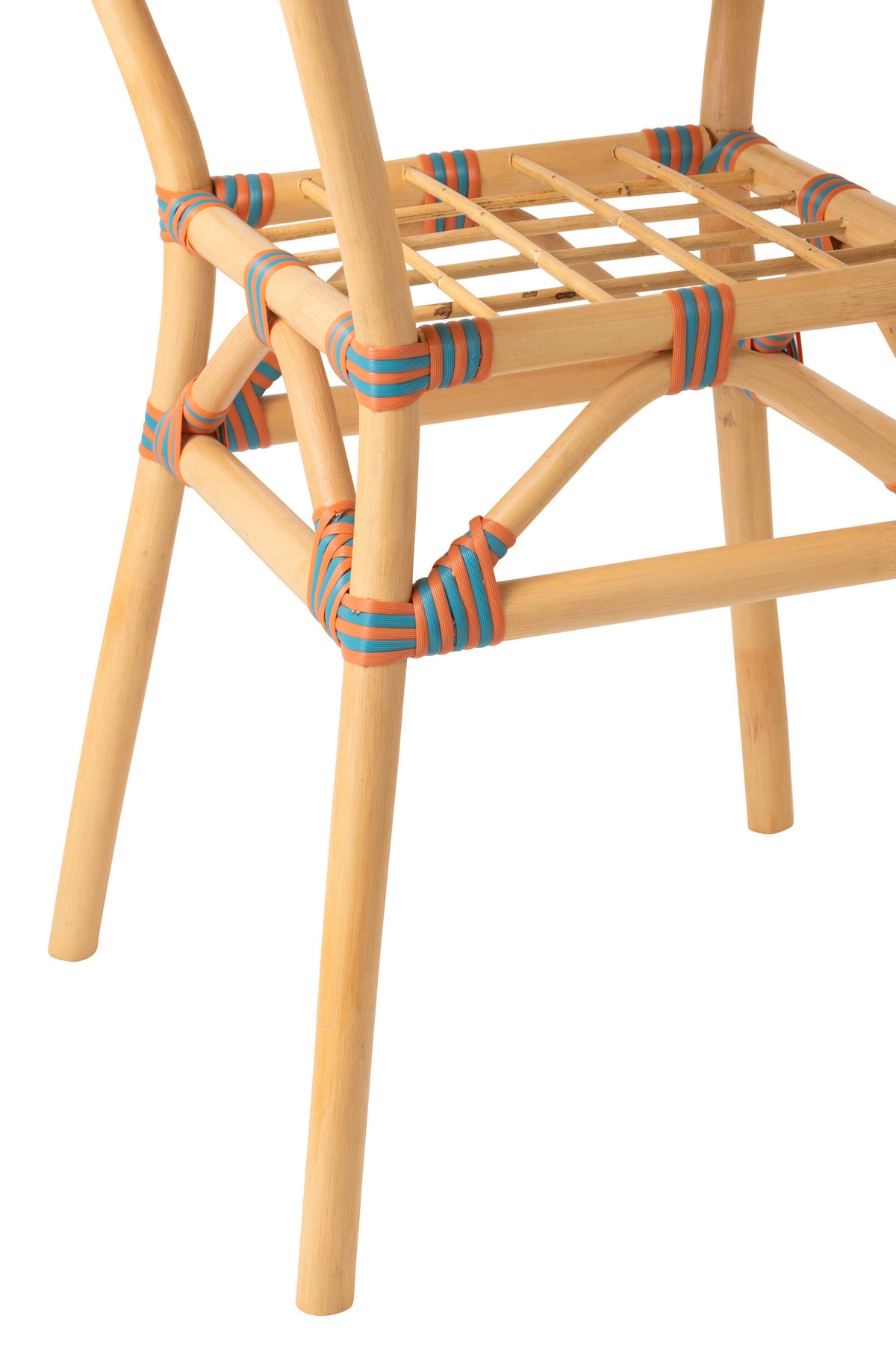 Tavolo da pranzo outdoor Geo rotondo in rattan arancione/turchese J-Line