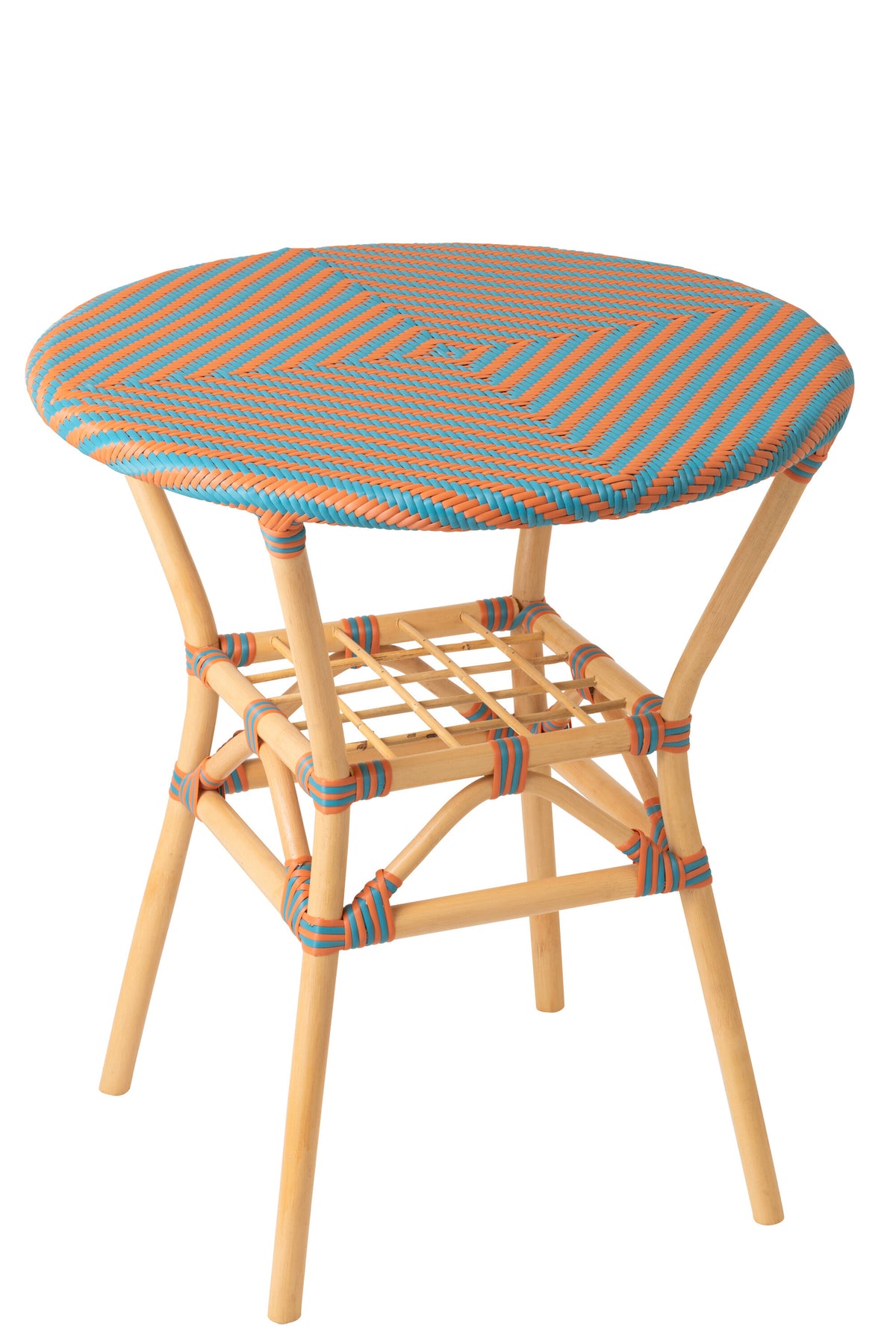 Tavolo da pranzo outdoor Geo rotondo in rattan arancione/turchese J-Line