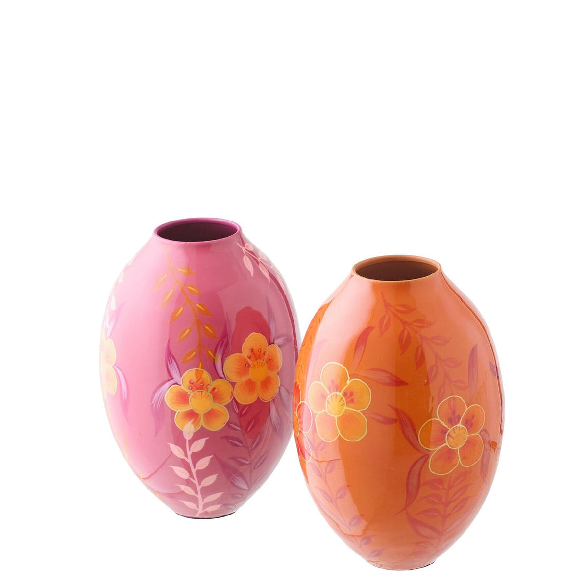 Vaso per fiori in metallo rosa/arancione, piccolo, assortimento di 2 J-Line