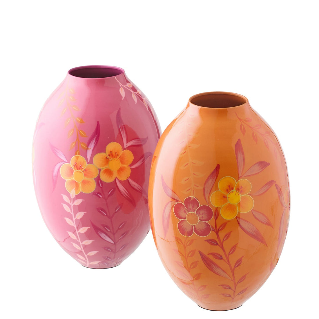 Vaso Fiori Metallo Rosa/Arancione Large Assortimento Di 2 J-Line