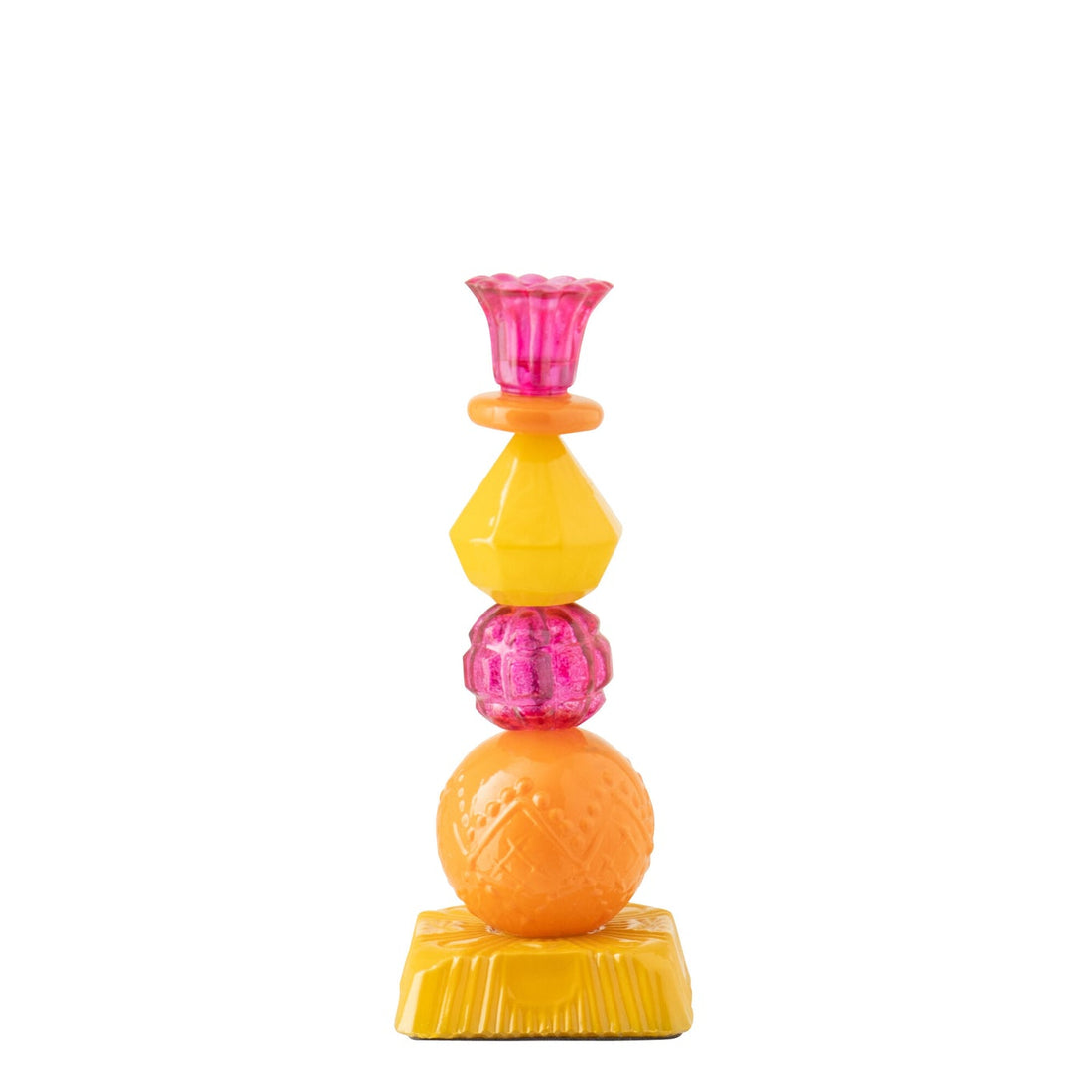 Portacandela in vetro arancione/rosa piccolo J-Line