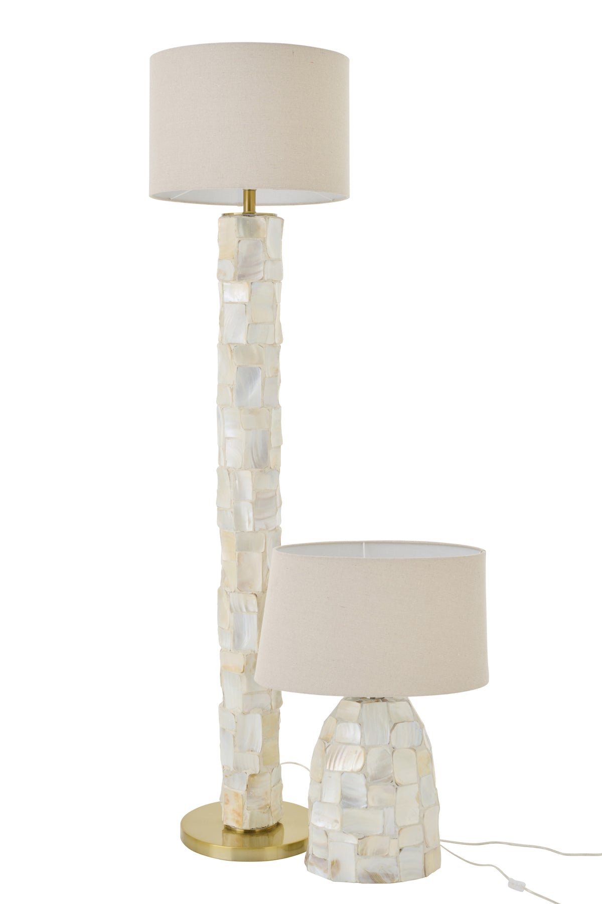 Lampada da terra Effetto perla Conchiglia Bianco sporco/Beige chiaro J-Line