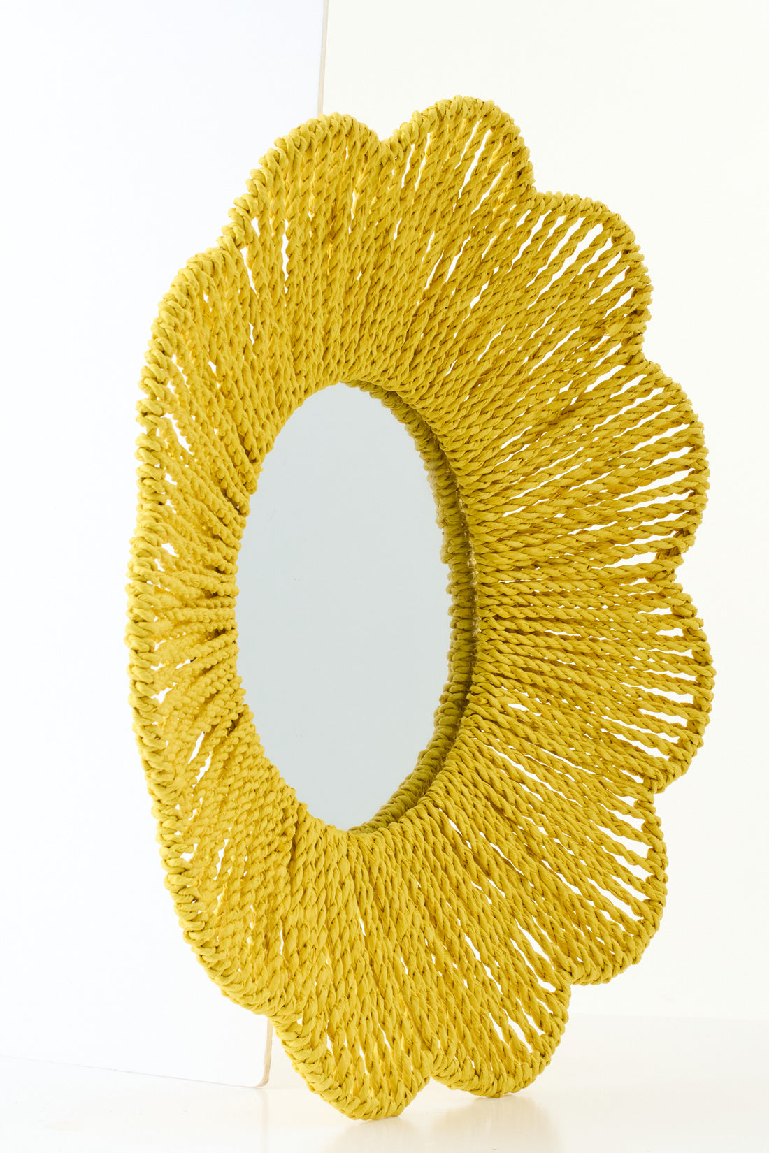 Specchio da parete in rafia gialla J-Line
