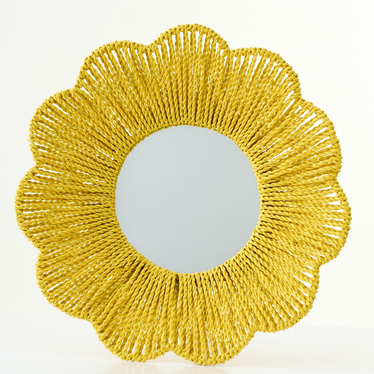 Specchio da parete in rafia gialla J-Line