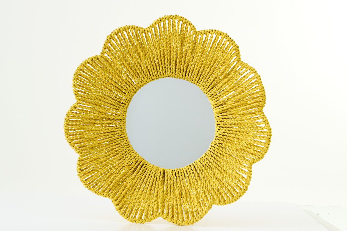 Specchio da parete in rafia gialla J-Line
