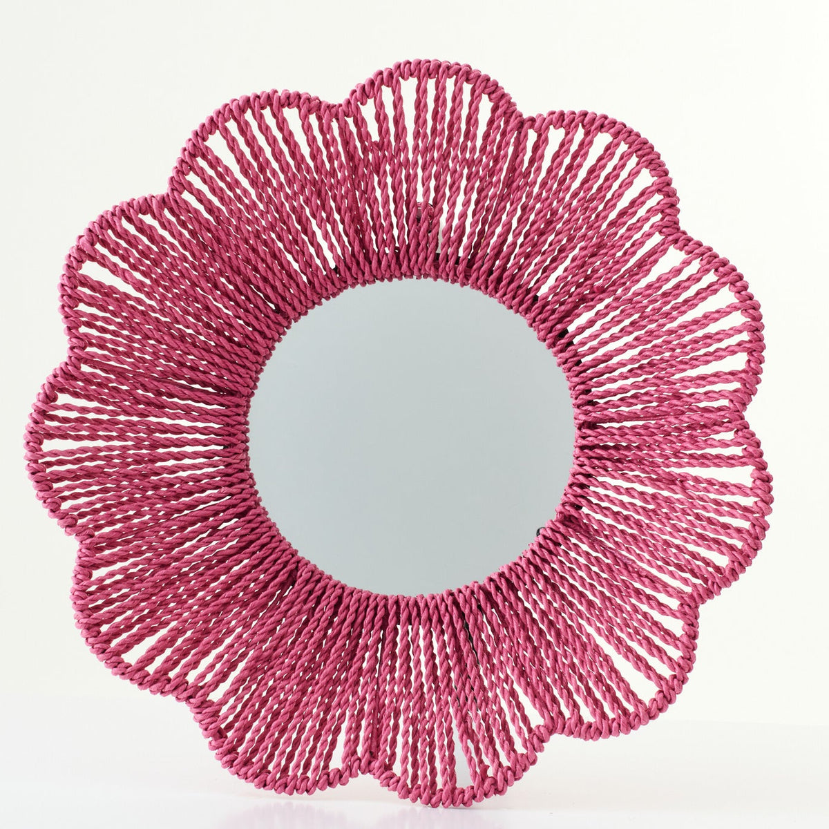 Specchio da parete in rafia rosa scuro J-Line