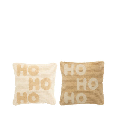 Set natalizio Plaid &amp; Cuscini natalizi HoHoHo Beige/Bianco J-Line