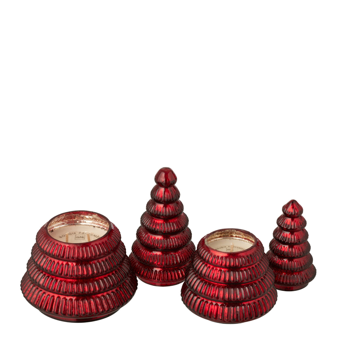 Candela profumata Albero Vetro plissettato Rosso natalizio Large J-Line