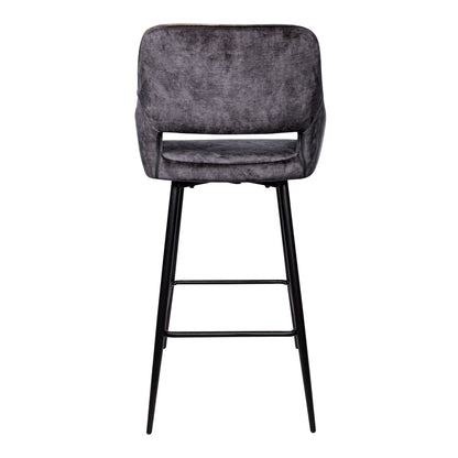 Set di 2 sgabelli da bar Fallon Velvet Anthracite con gambe in metallo nero PTMD