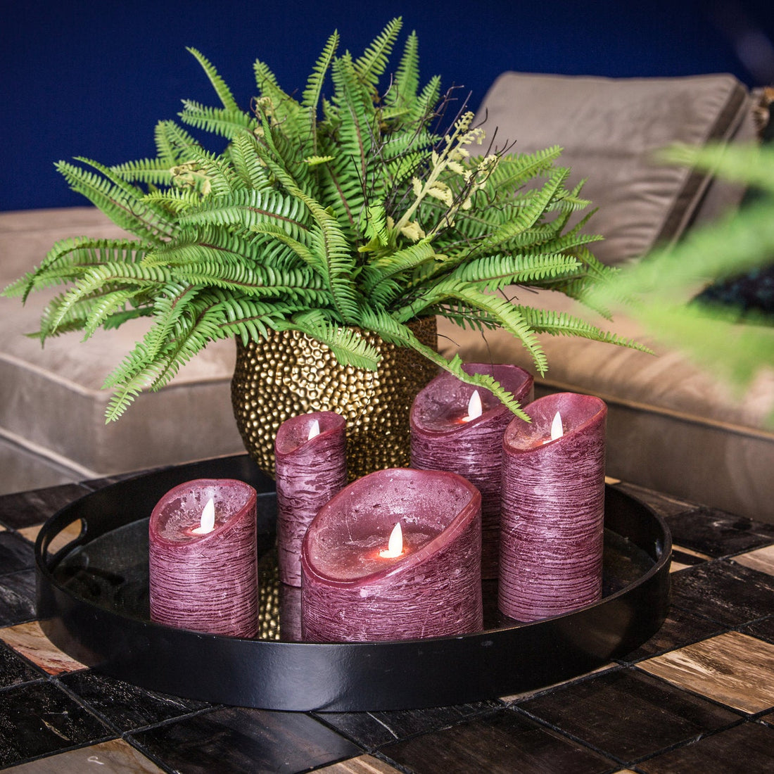 Set di 5 candele LED Rustic Bordeaux PTMD