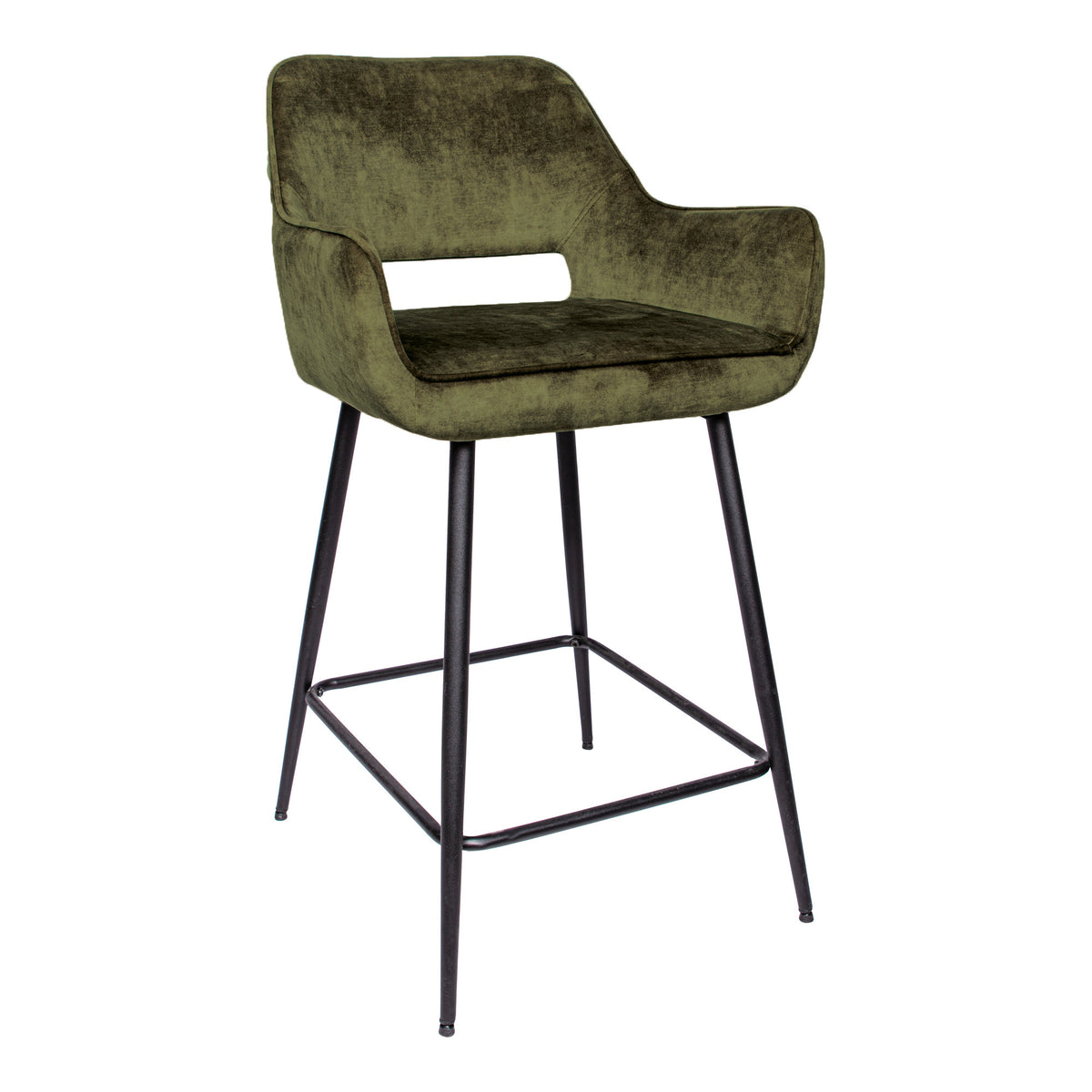 Set di 2 sgabelli da bar Fal Low in velluto verde PTMD