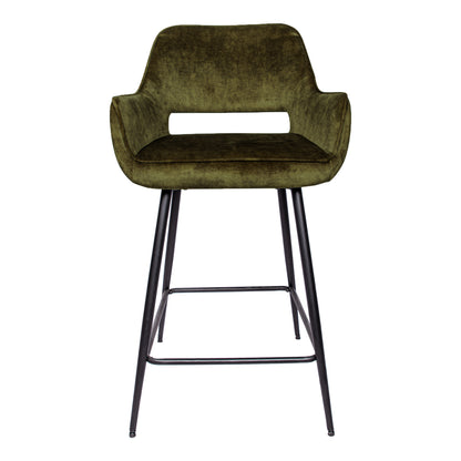 Set di 2 sgabelli da bar Fal Low in velluto verde PTMD