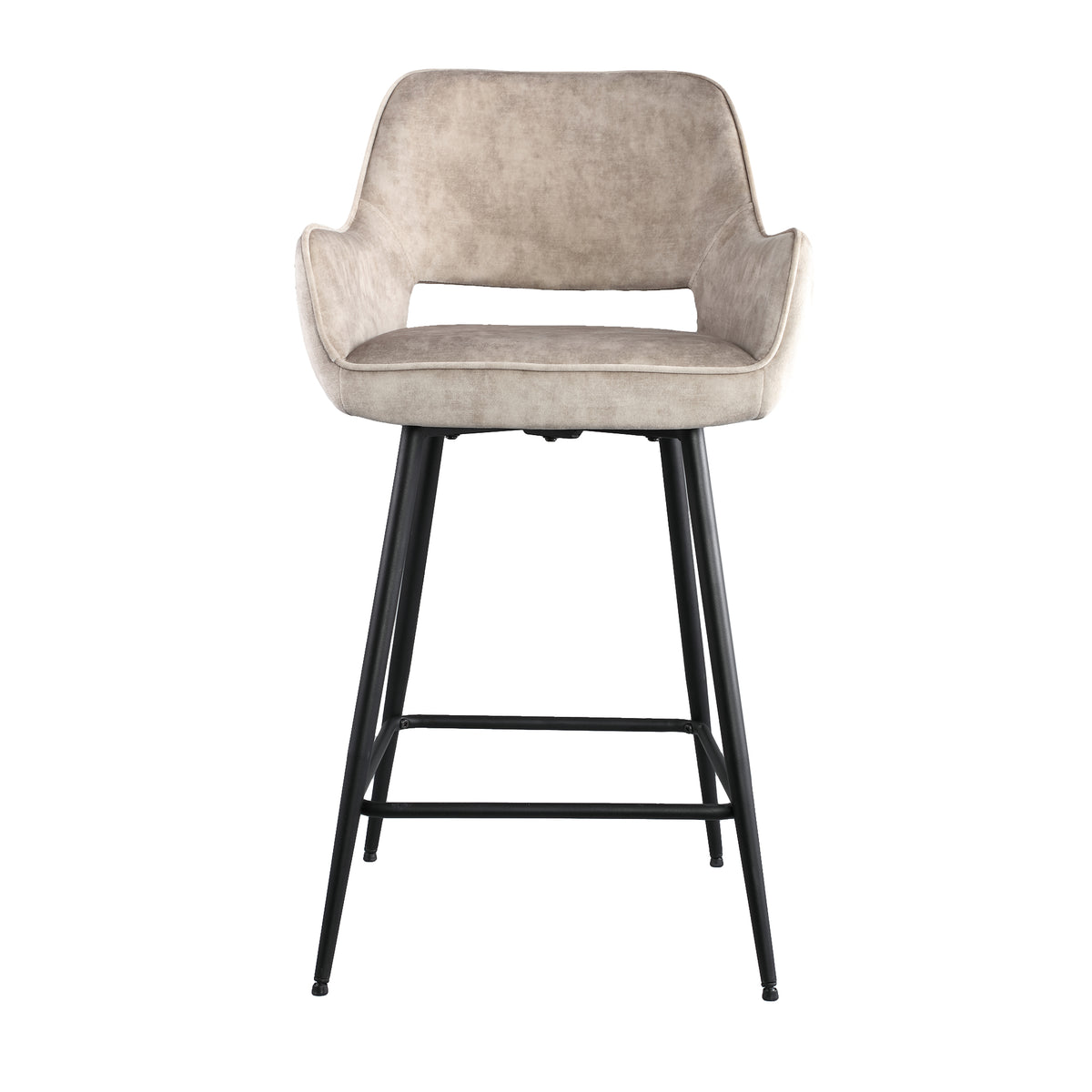 Set di 2 sgabelli da bar Fal Low in velluto color kaki PTMD