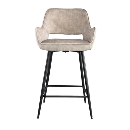 Set di 2 sgabelli da bar Fal Low in velluto color kaki PTMD