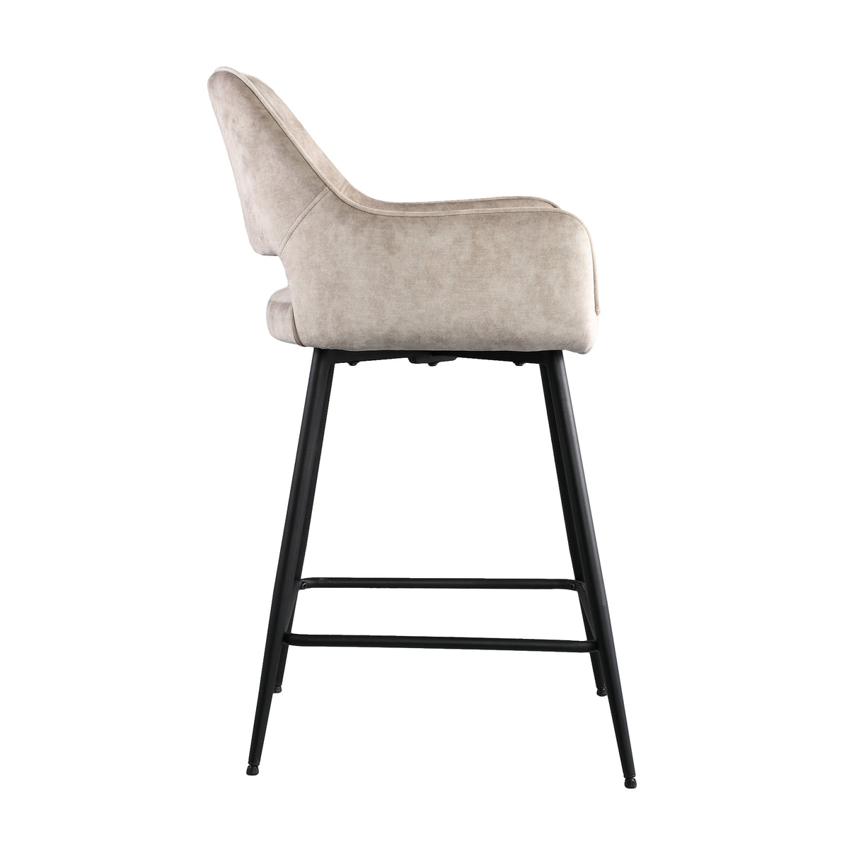 Set di 2 sgabelli da bar Fal Low in velluto color kaki PTMD