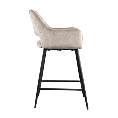 Set di 2 sgabelli da bar Fal Low in velluto color kaki PTMD