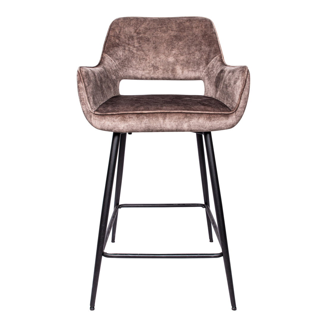 Set di 2 sgabelli da bar Fal Low in velluto marrone PTMD