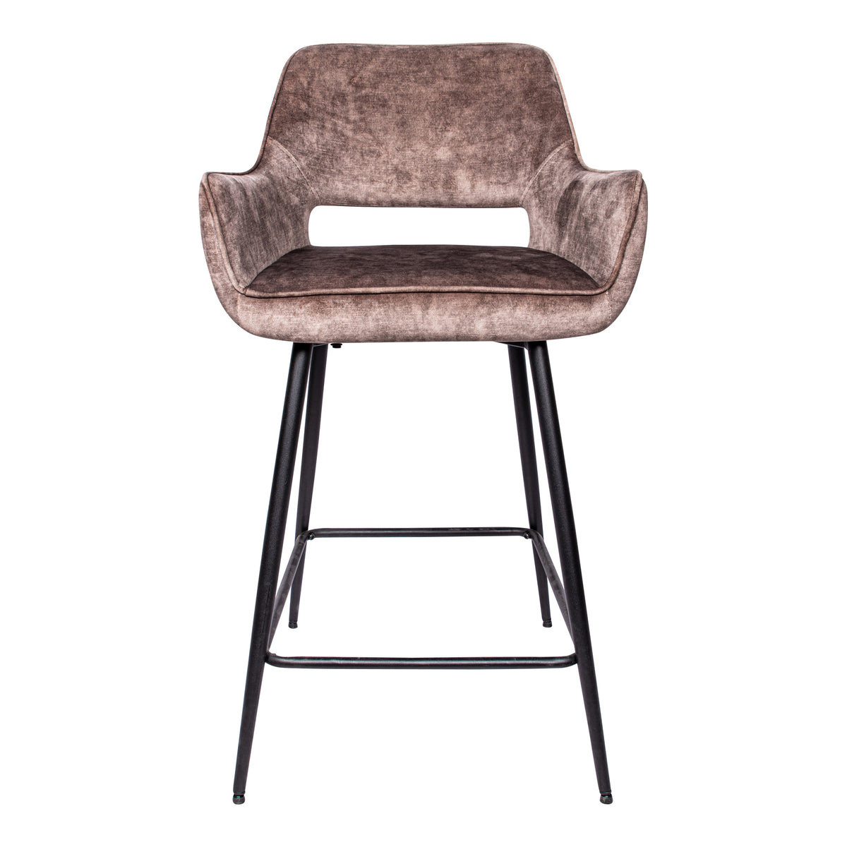 Set di 2 sgabelli da bar Fal Low in velluto marrone PTMD