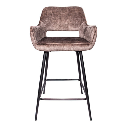 Set di 2 sgabelli da bar Fal Low in velluto marrone PTMD