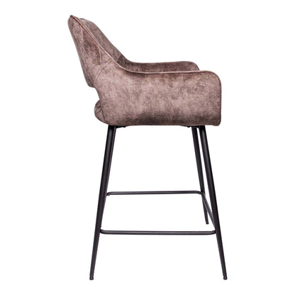 Set di 2 sgabelli da bar Fal Low in velluto marrone PTMD