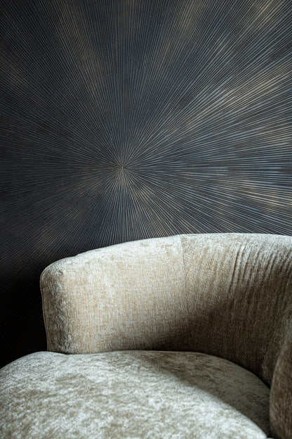 Pannello da parete rotondo Zapp in MDF nero con oro PTMD