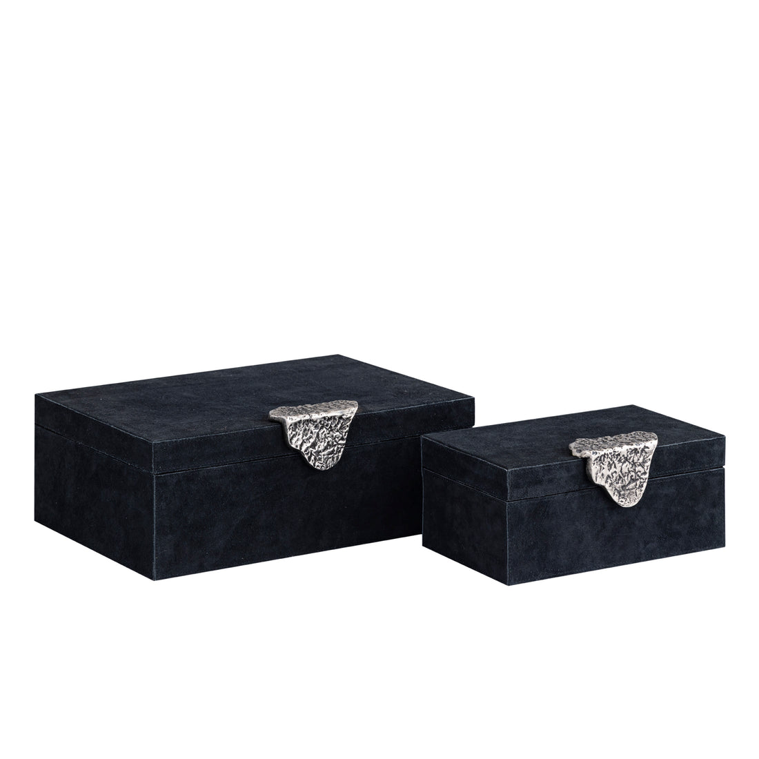 Hazael scatola in camoscio nero con manico argentato set da 2 PTMD