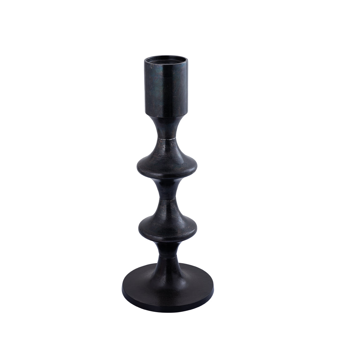 Taika Black alu round Candelabro tabs basso H73cm PTMD