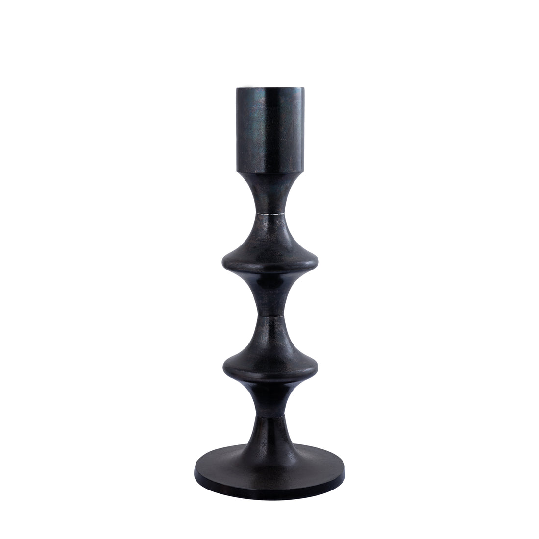 Taika Black alu round Candelabro tabs basso H73cm PTMD