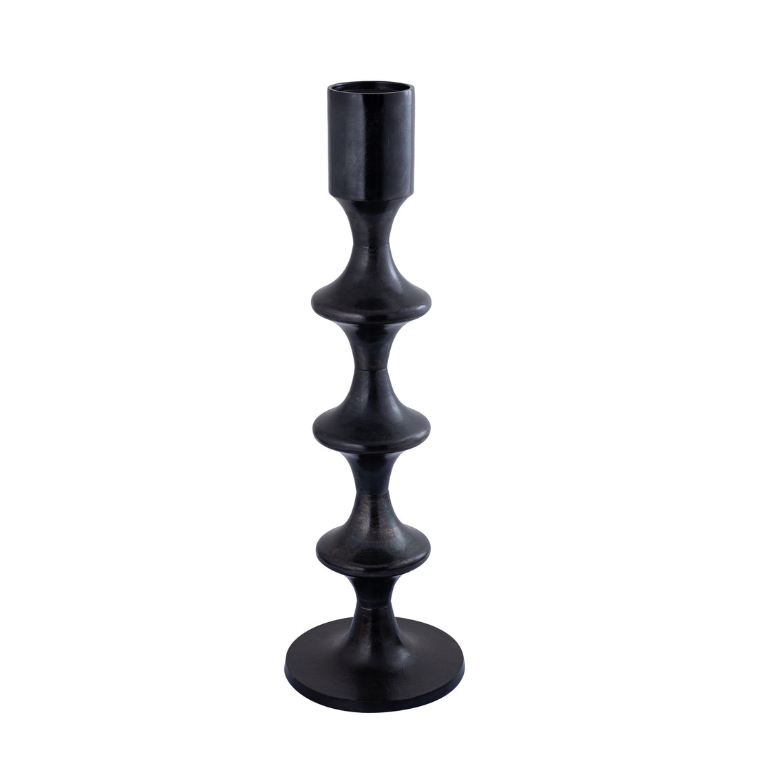 Taika Black candelabro rotondo in alluminio tabs H92cm PTMD