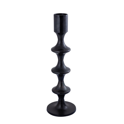 Taika Black candelabro rotondo in alluminio tabs H92cm PTMD