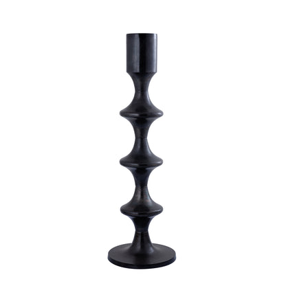 Taika Black candelabro rotondo in alluminio tabs H92cm PTMD