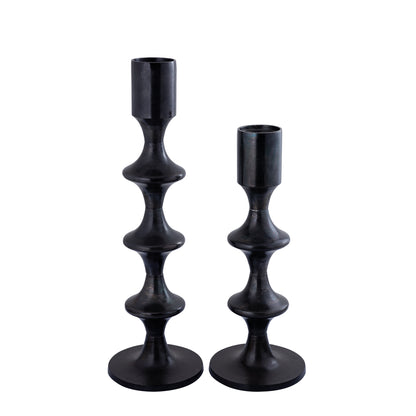 Taika Black candelabro rotondo in alluminio tabs H92cm PTMD