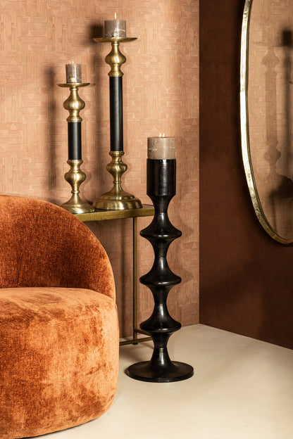 Taika Black candelabro rotondo in alluminio tabs H92cm PTMD