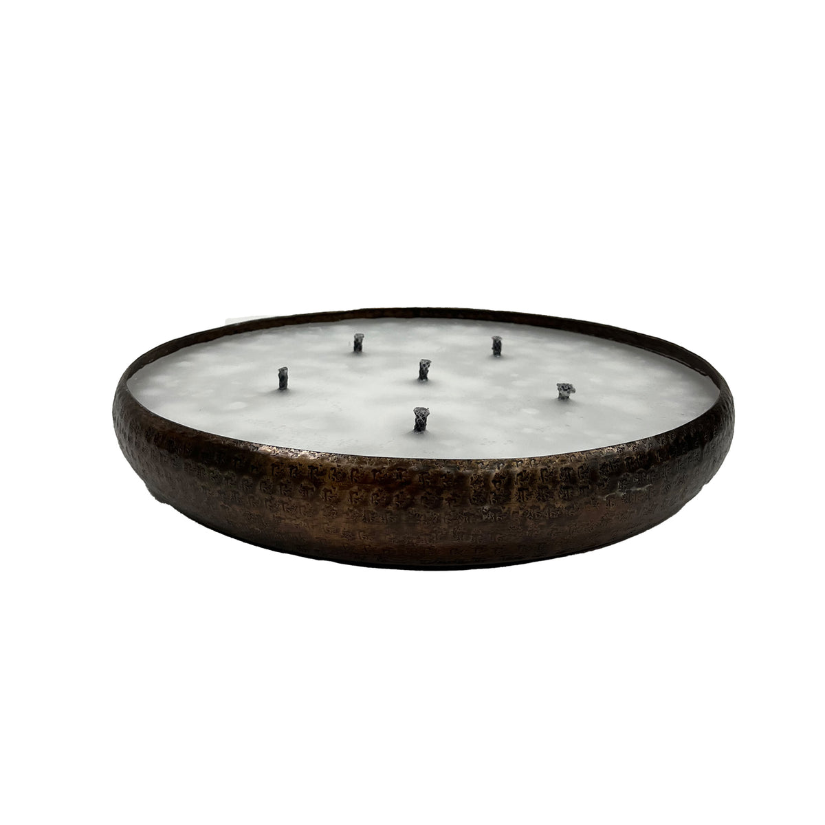 Candela rotonda Bunty in alluminio color rame martellato M PTMD