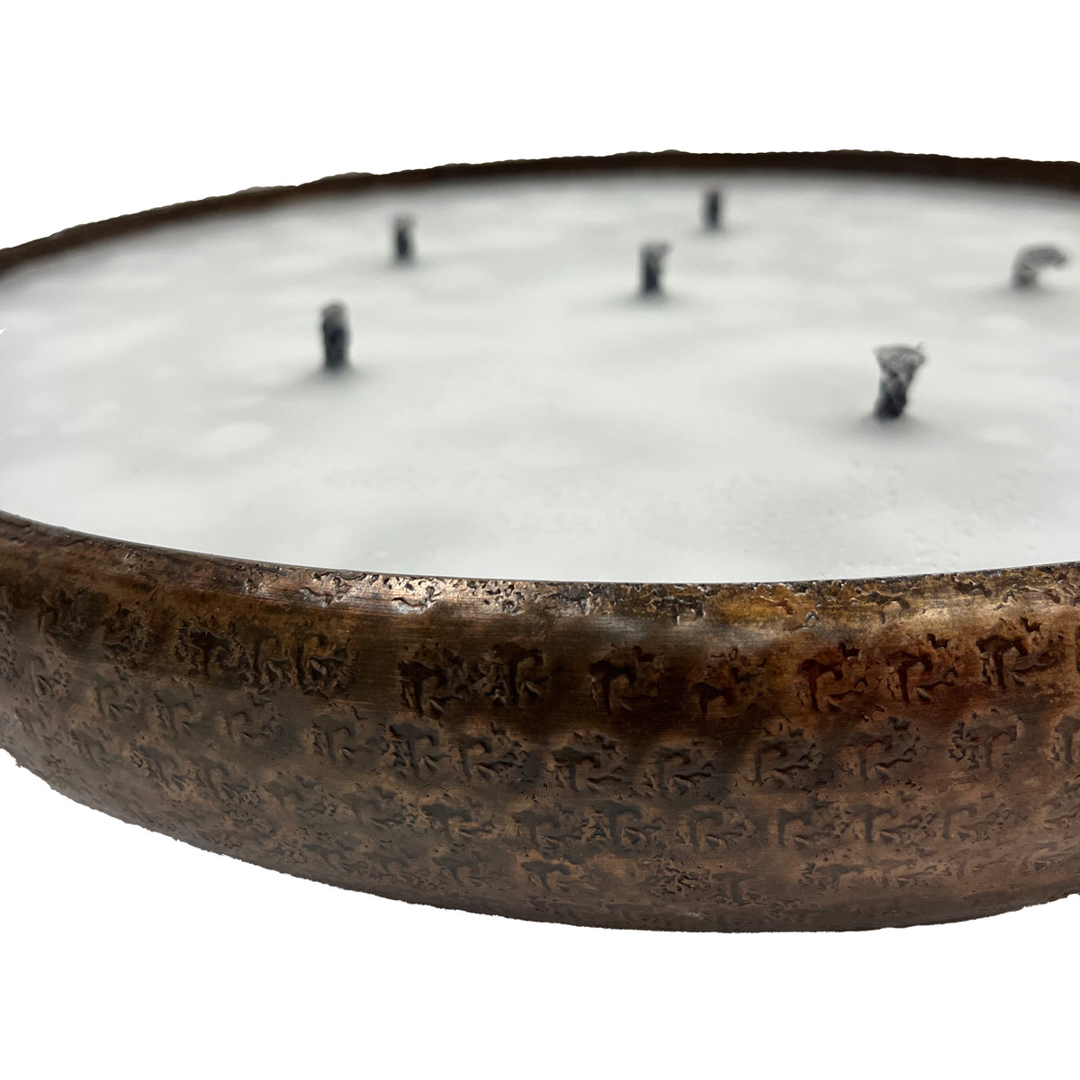 Candela rotonda Bunty in alluminio color rame martellato M PTMD