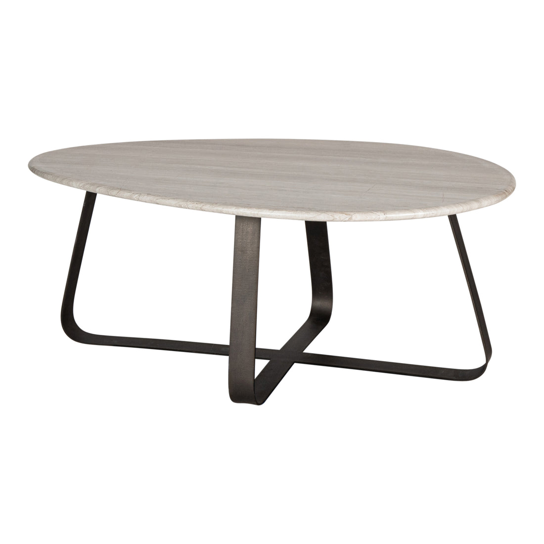 Tavolino da salotto Muka alto base grigio scuro marmo bianco PTMD