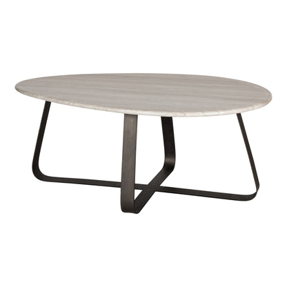 Tavolino da salotto Muka alto base grigio scuro marmo bianco PTMD