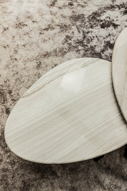 Tavolino da salotto Muka alto base grigio scuro marmo bianco PTMD