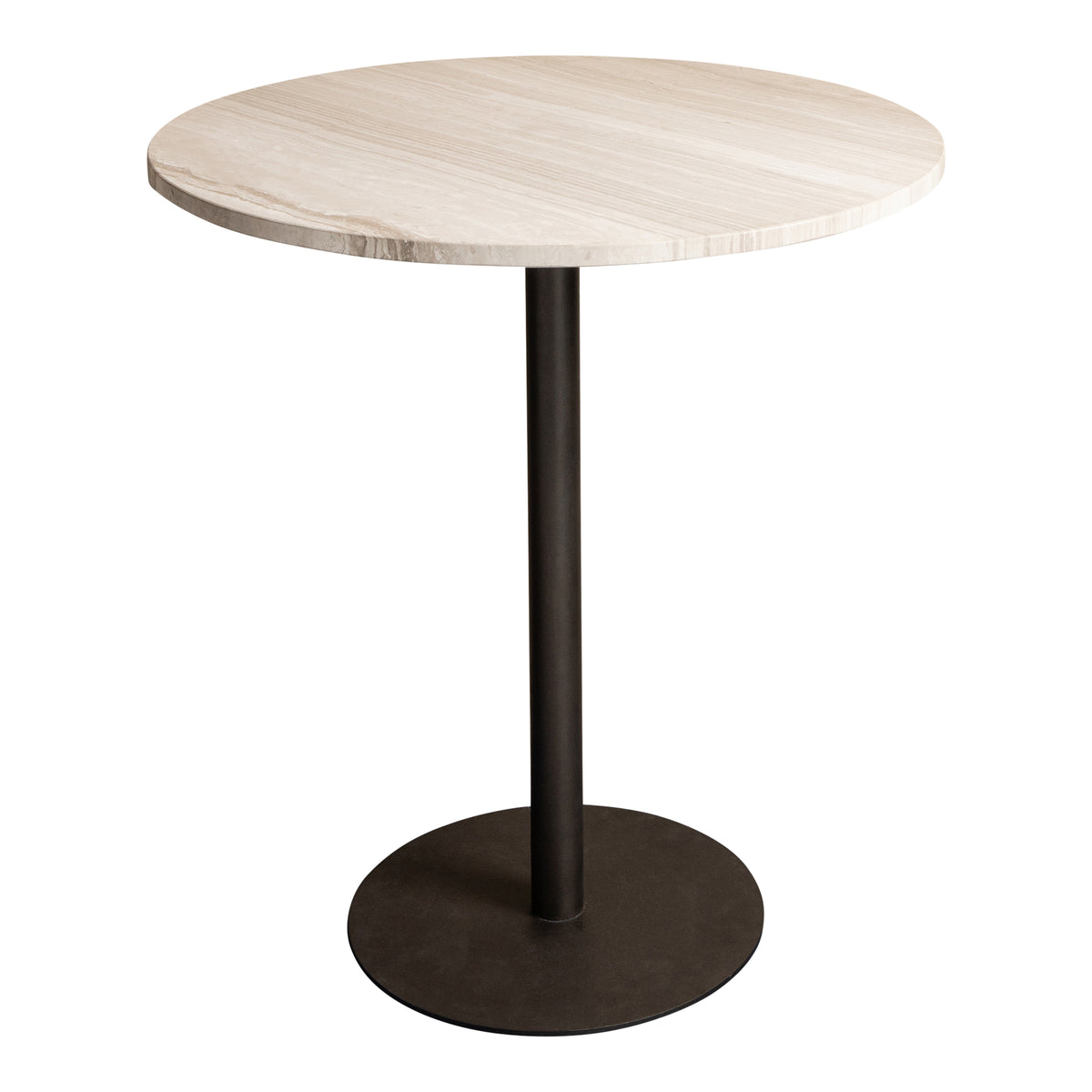 Tavolo da bistrot Plaza rotondo in marmo bianco con base color tortora PTMD